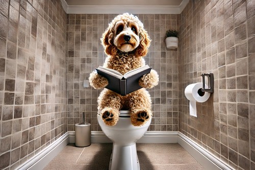 Cockapoo sitting the - on,