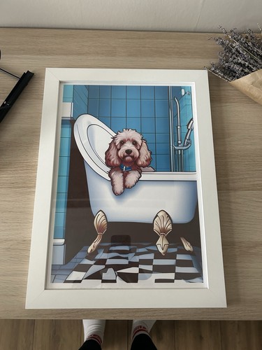 Cockapoo dog bathroom poster - dog,
