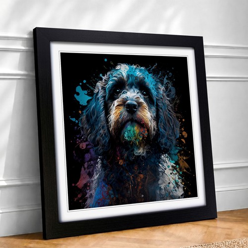 Cockapoo splatter framed - cockapoo,