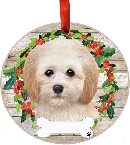 Cockapoo dog wreath ornament - cockapoo,