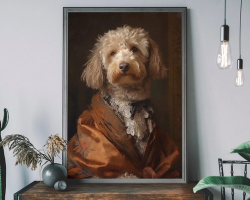 Cockapoo dog portrait framed - cockapoo,