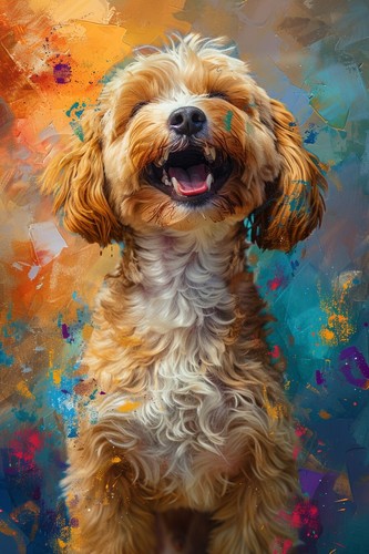 Cute cockapoo dog canvas - dog,