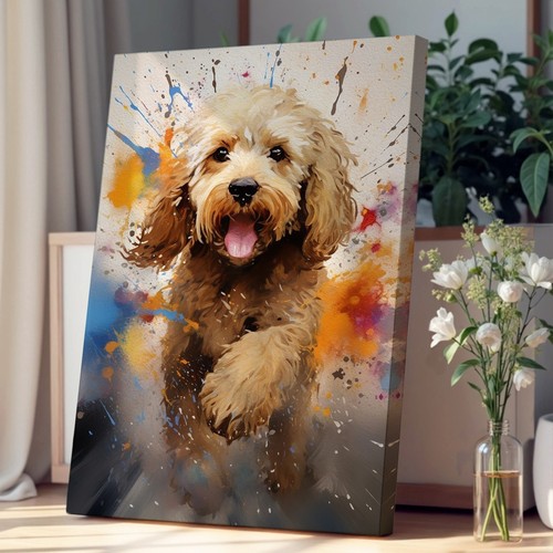 Cockapoo action art canvas - cockapoo,