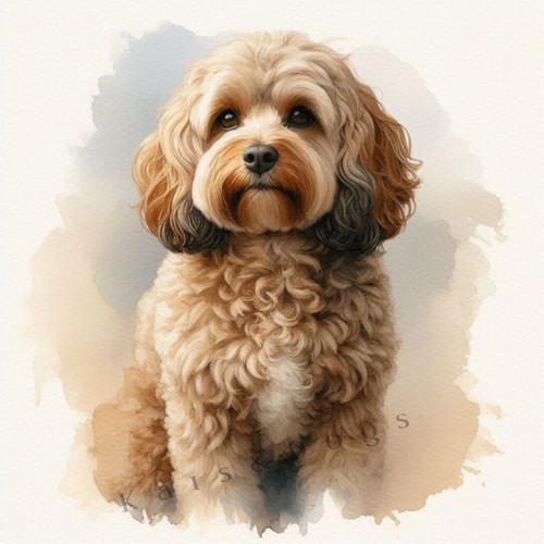 Cavapoo cockapoo watercolour - cockapoo,